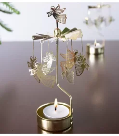 Bougeoir Carrousel Anges Dores Volants