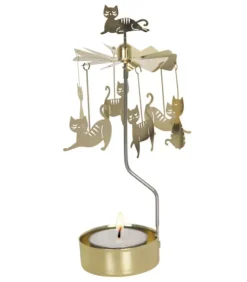 Bougeoir Carrousel Famille Chats Dores