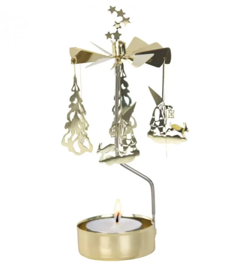 Bougeoir Carrousel Lutin Marchant Dans LÀ Neige