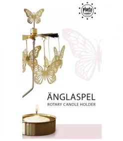 Bougeoir Carrousel Papillons Dores