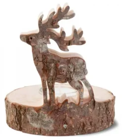 Bougeoir En Bois Brame Du Cerf, 13 Cm