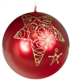 Bougie De Noël Boule Avec Etoile, 8 Cm