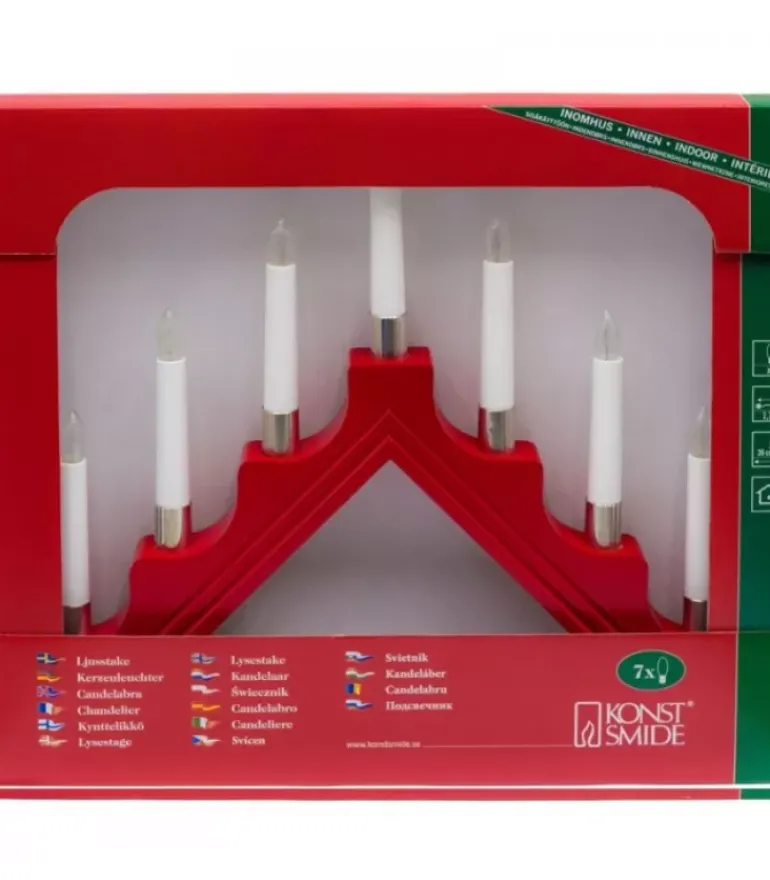 Chandelier À 7 Branches En Bois, Rouge