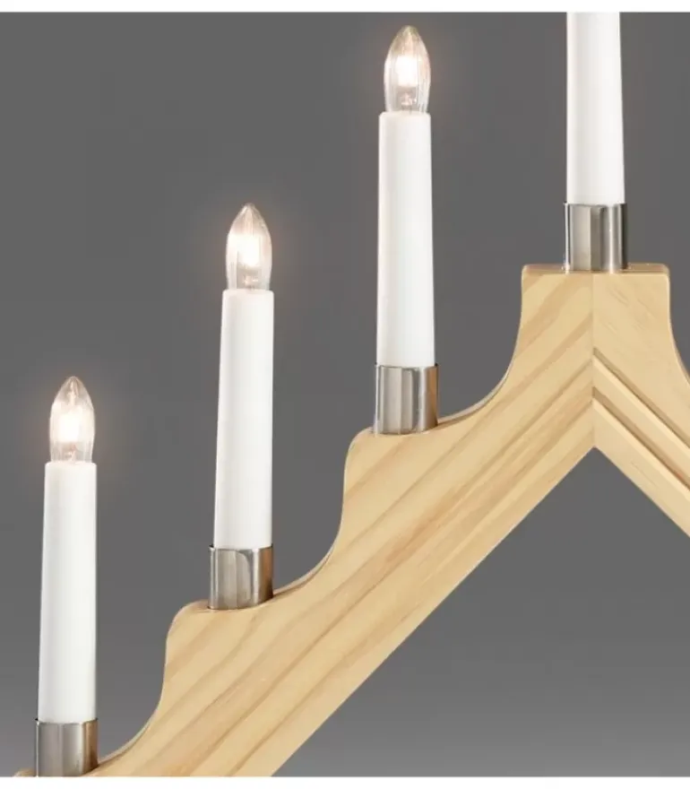 Chandelier De Noël À 7 Branches, Bois Naturel