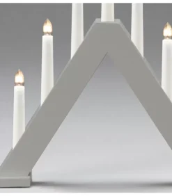 Chandelier En Bois Scandinave, Laque Gris Mat, 7 Ampoules