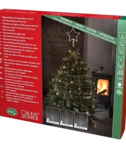 Cime Sapin De Noël, Voile Guirlande Avec Etoile Doree, 274 Diodes Led