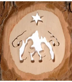 Crèche A Poser En Ecorce De Bois, 11 Cm