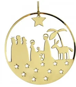 Crèche De Noël Design Doree A Suspendre