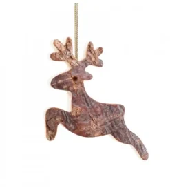 Déco De Noël, Cerf En Bois A Suspendre, 6 Cm