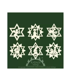 Déco Sapin De Noël, Etoiles En Bois. 6 Motifs Differents - N° 9