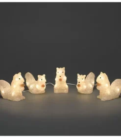 Ecureuils Lumineux 12 Cm En Acrylique, 40 Diodes Blanc Chaud