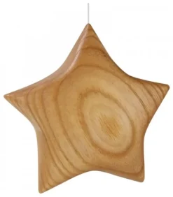Etoile En Bois Poli A Suspendre 7,5 Cm