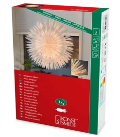 Etoile Lumineuse Electrique En Papier A Suspendre, Blanche, 60 Cm