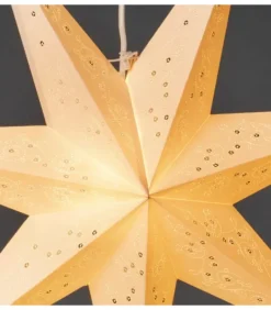 Etoile Lumineuse En Papier A Suspendre, 7 Branches, Blanche, 60 Cm