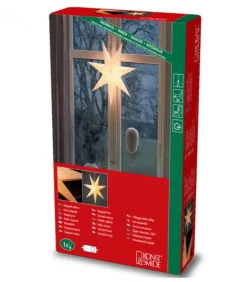 Etoile Lumineuse En Papier A Suspendre, 7 Branches, Blanche, 60 Cm