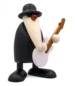 Figurine Musicien Jazz, Guitariste Avec Guitare Blanche