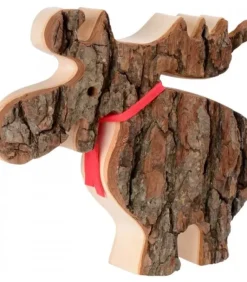 Grand Elan En Bois Avec Noeud Rouge 18 Cm