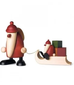 Grand Père Noël Et Cadeaux Sur Luge, 19 Cm