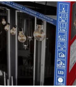 Guirlande Lumineuse De Terrasse 10 M Extensible, 10 Ampoules Ambrees