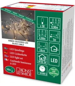 Guirlande Lumineuse Led Effet Gouttes, 50 Diodes Ambrees, Fil Noir