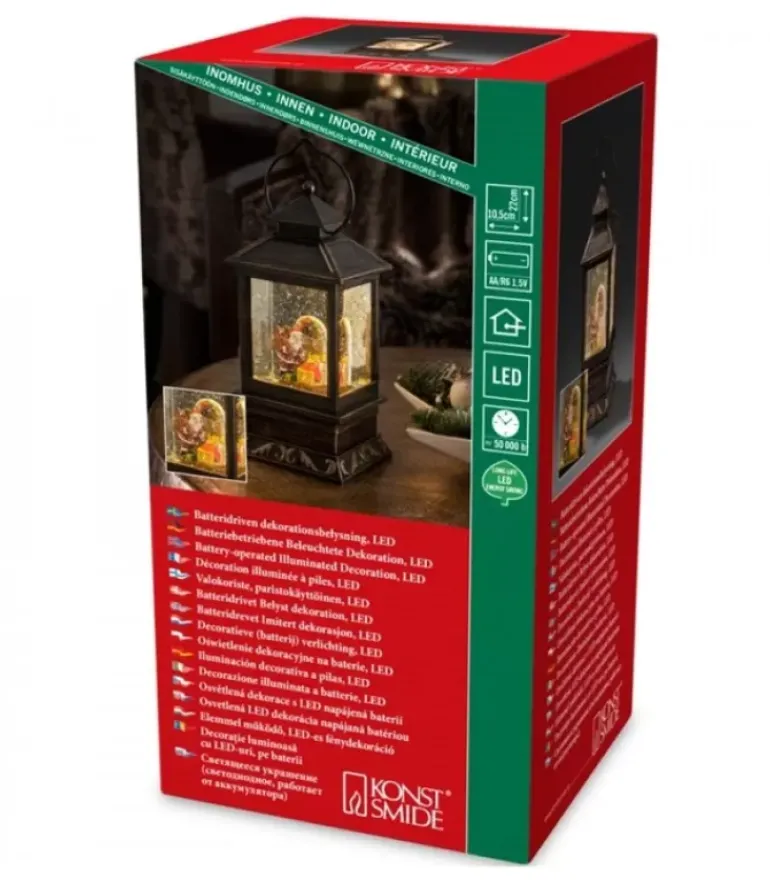 Lanterne De Noël À Neige A Led Avec Père Noël Et Enfants, 22 Cm