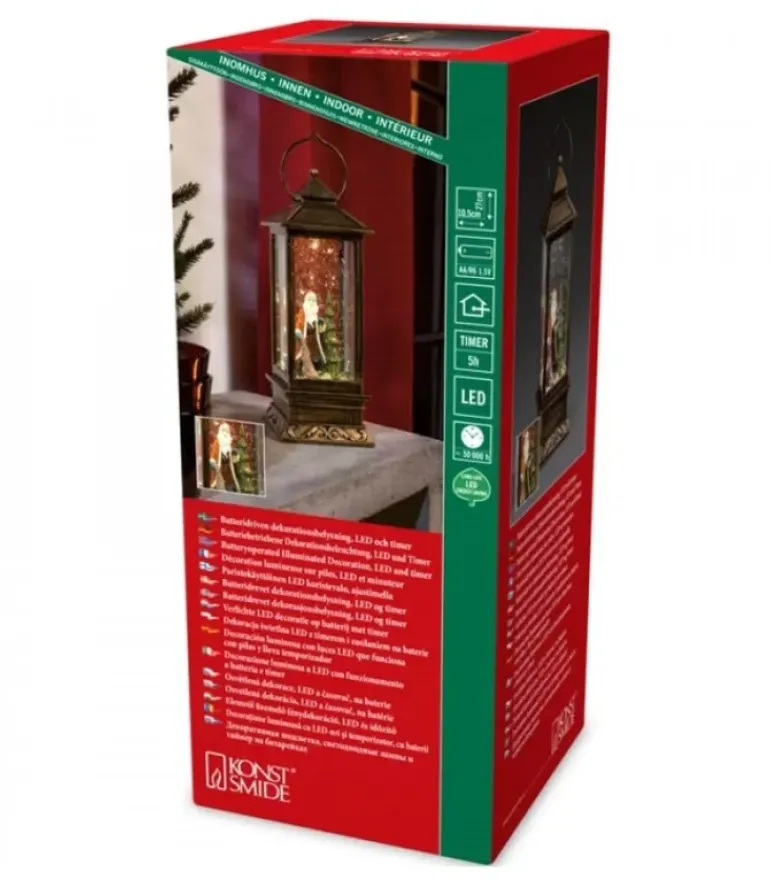 Lanterne De Noël À Neige Avec Père Noël, 27 Cm