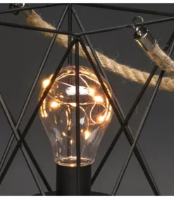 Lanterne Lumineuse A Led En Metal, Carree, 19 Cm