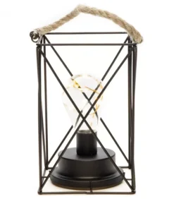 Lanterne Lumineuse A Led En Metal, Carree, 19 Cm