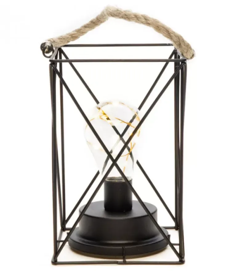 Lanterne Lumineuse A Led En Metal, Carree, 19 Cm