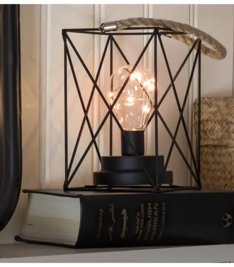 Lanterne Lumineuse A Led En Metal, Carree, 19 Cm