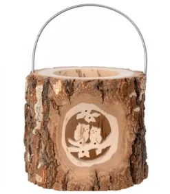 Lanterne Photophore En Bois, Couple D'Hiboux