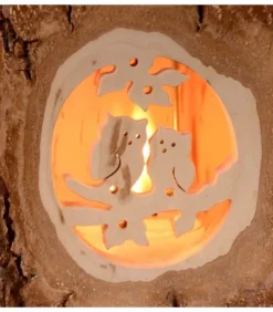 Lanterne Photophore En Bois, Couple D'Hiboux