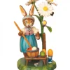 Lapin De Paques En Bois Peintre D'Oeufs Colores