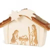 Mini Crèche De Noël En Bois 4 Cm, Avec Nativite Gravee Au Laser