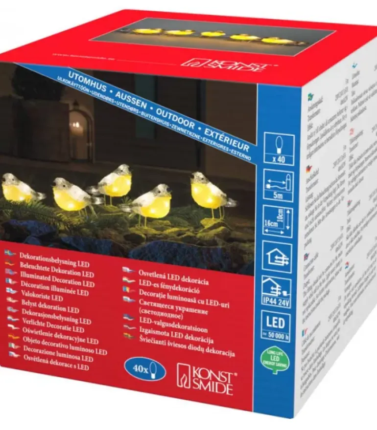 Oiseaux Lumineux Led En Acrylique, 5 Chardonnerets
