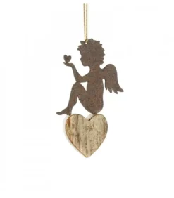 Petit Ange En Metal A Suspendre Et Coeur Dans La Main