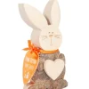 Petit Lapin De Paques En Bois Avec Coeur, 10 Cm