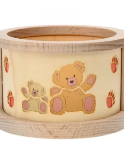 Petit Photophore En Bois, Famille Oursons