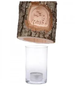 Photophore En Bois Cisele, Cerf En Foret