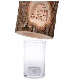 Photophore En Bois Cisele, Elan Dans La Foret