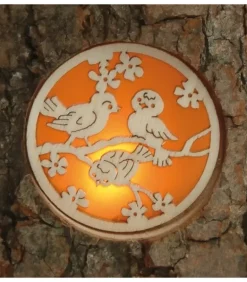 Photophore En Rondin De Bois Avec 3 Motifs Nature