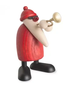 Père Noël En Bois Trompettiste