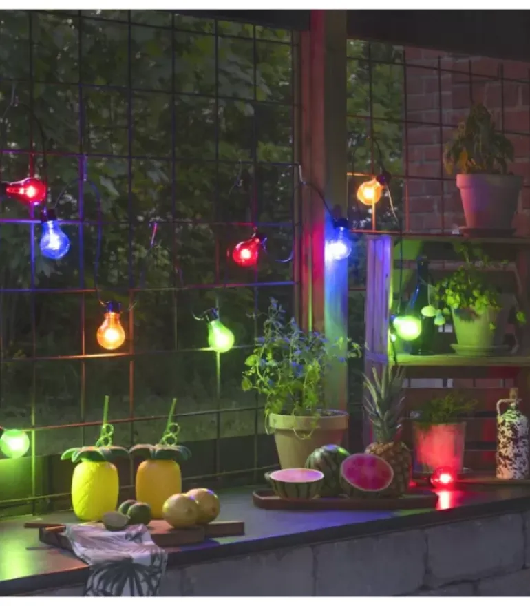 Rallonge 10 M Pour Guirlande Lumineuse De Terrasse, 10 Ampoules Multicolores