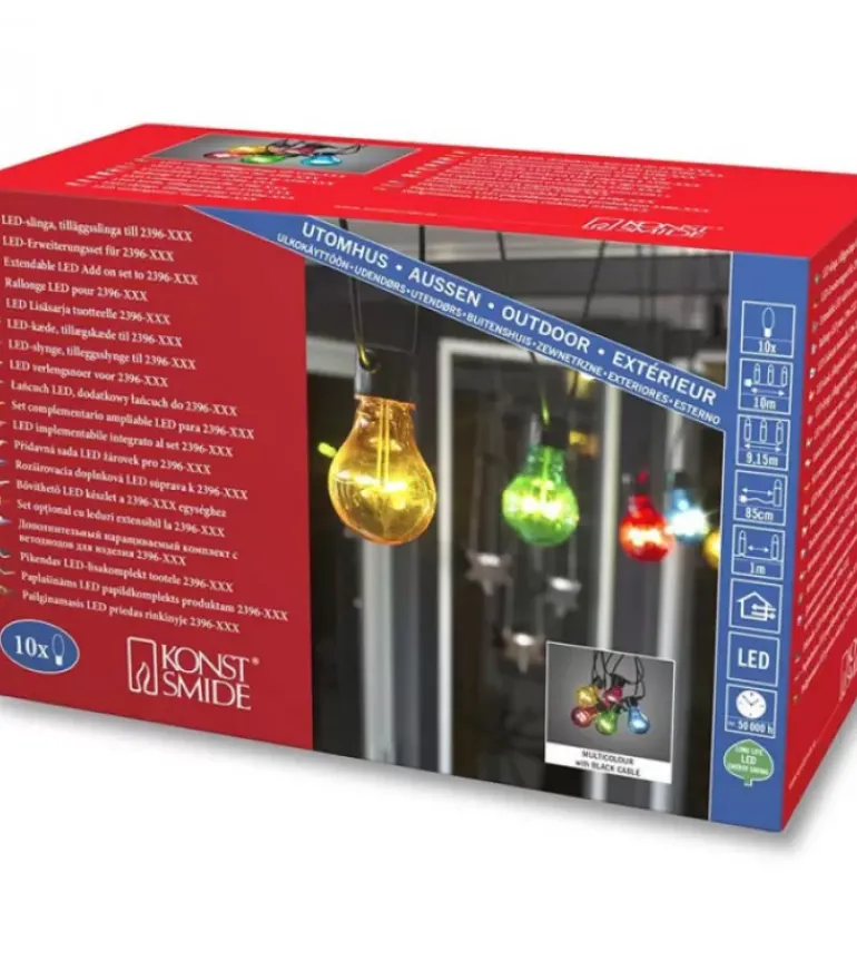 Rallonge 10 M Pour Guirlande Lumineuse De Terrasse, 10 Ampoules Multicolores