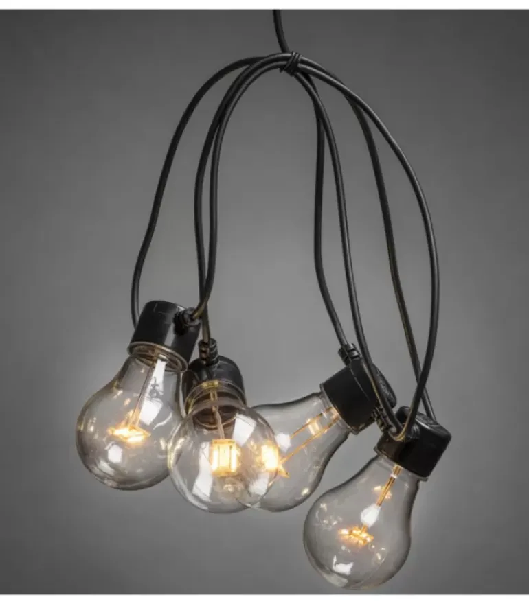 Rallonge 10 M Pour Guirlande Lumineuse De Terrasse, 10 Ampoules Ambrees