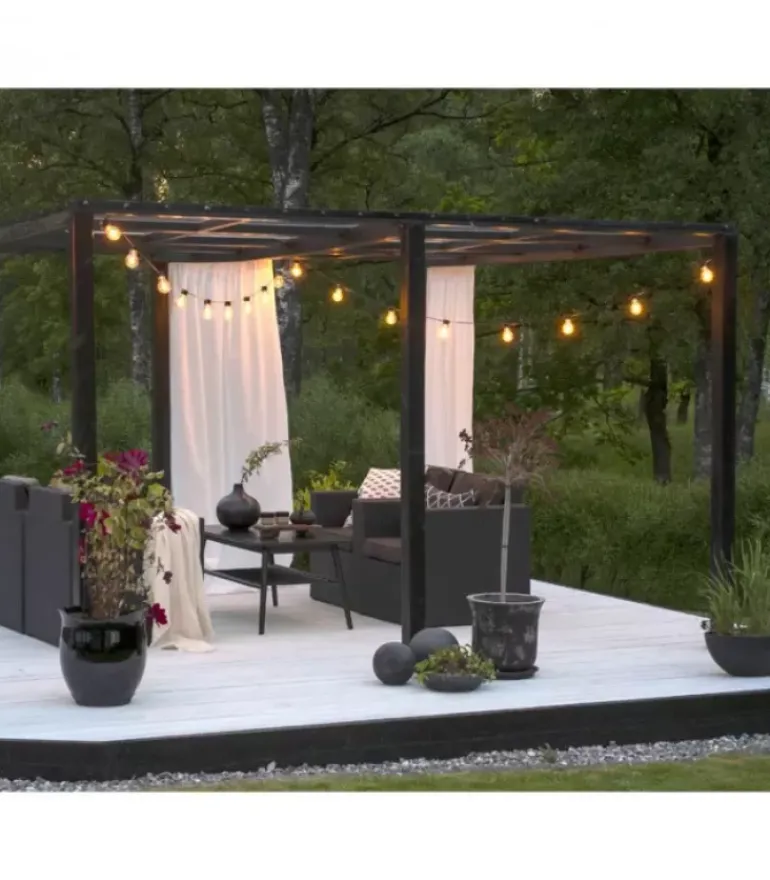 Rallonge 10 M Pour Guirlande Lumineuse De Terrasse, 10 Ampoules Ambrees