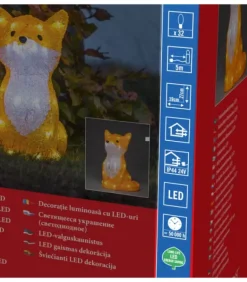 Renard Lumineux A Led En Acrylique, 27 Cm