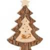 Sapin De Noël En Bois Avec Gravure Père Noël Et Luge, 15 Cm