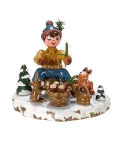 Village De Noël Miniature, Garcon Et Petits Animaux