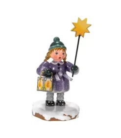Village De Noël Miniature, Fillette Avec Etoile